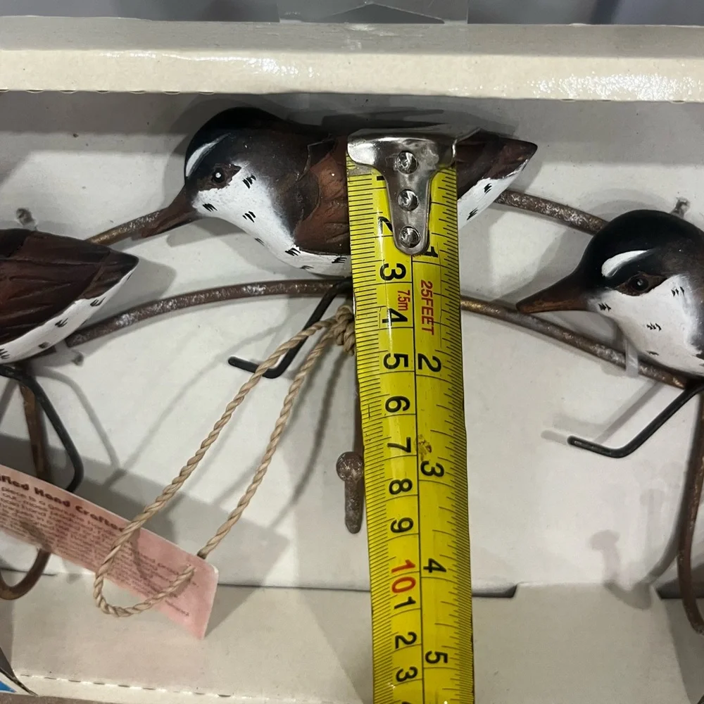Brown and White Bird Wall Hooks